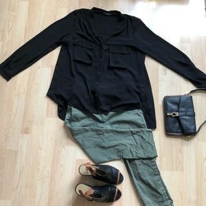 Zara black blouse with silver accents